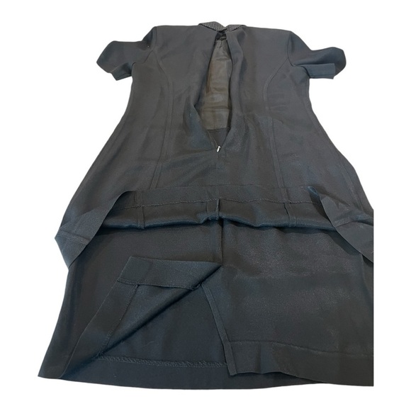 Vintage 80’s Black Pointed Collar Black White Polka Dot Collar Jacket Dress Med - Picture 10 of 15